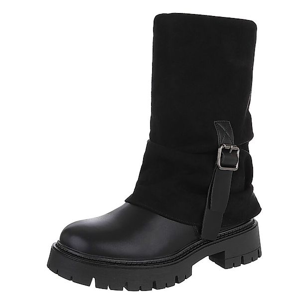 Ital-Design Modische Damenstiefel mit Gurt-Detail für günstig online kaufen