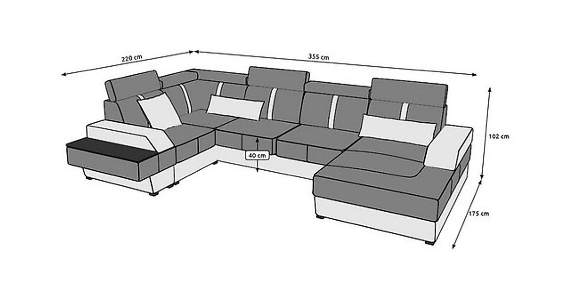 JVmoebel Ecksofa Designer Wohnlandschaft Eckcouch USB Sofa Polster Garnitur günstig online kaufen