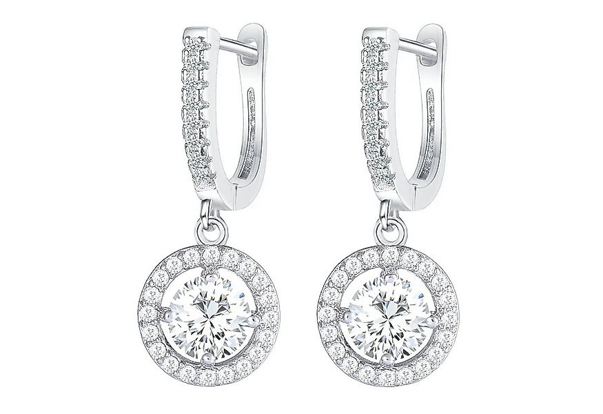 LÖB Paar Creolen Silber Creolen Zirkonia Glitzer Stein Anhänger Rund Ohrrin günstig online kaufen