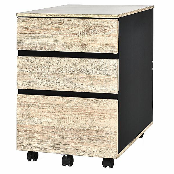 COSTWAY Rollcontainer, mit 3 Schubladen, 5 Rollen, 39 x 53 x 58 cm günstig online kaufen