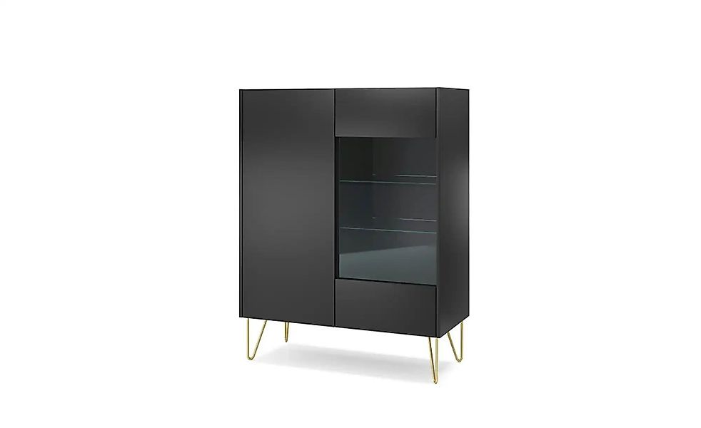 Vitrine   ¦ schwarz ¦ Maße (cm): B: 97 H: 122 Schränke > Vitrinen - Höffner günstig online kaufen