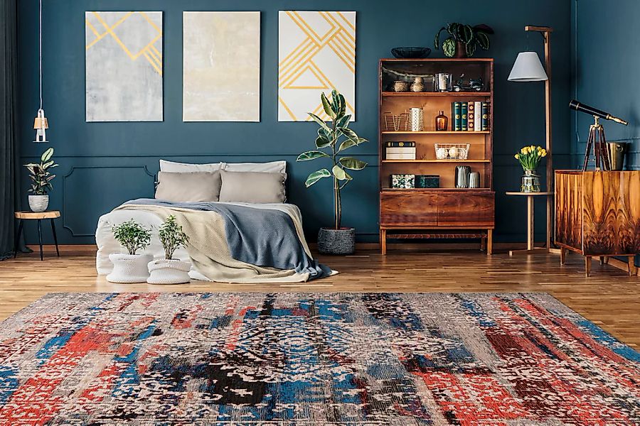 Padiro Teppich »Charme 425«, rechteckig, 5 mm Höhe, Chenille Flachgewebe im günstig online kaufen