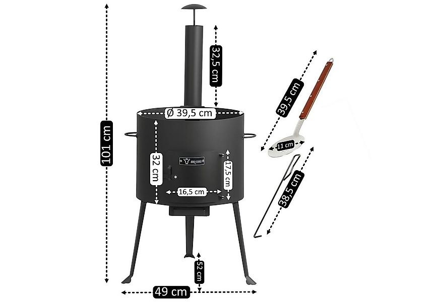 BBQ-Toro Feuerstelle Gusseisen Kazan 19 L mit Kazan Ofen Ø 39,5 cm, Gusstop günstig online kaufen