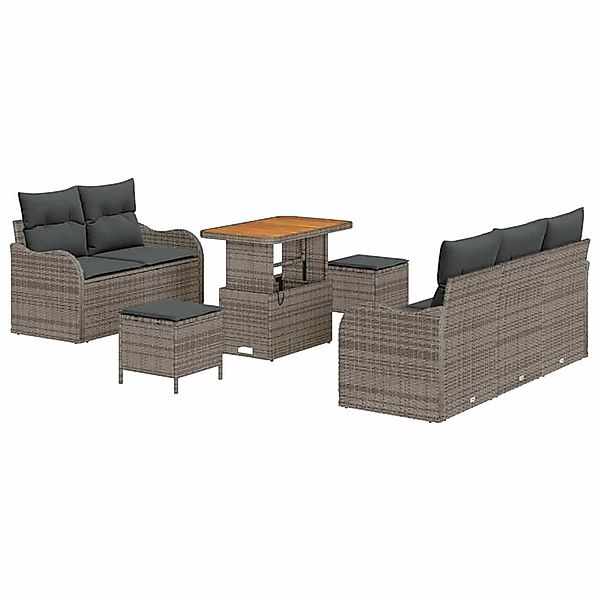 vidaXL Garten-Sofa-Set Höhenverstellbar 8-Tlg Grau Poly Rattan 3362213 günstig online kaufen