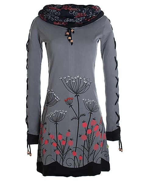 Vishes Jerseykleid Blumenkleid Langarm-Shirtkleid mit Schalkragen günstig online kaufen