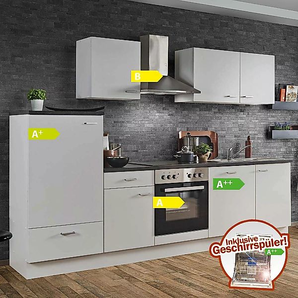 Küche White Classic LIVERPOOL-87 inklusive E-Geräte & Geschirrspüler 280cm günstig online kaufen