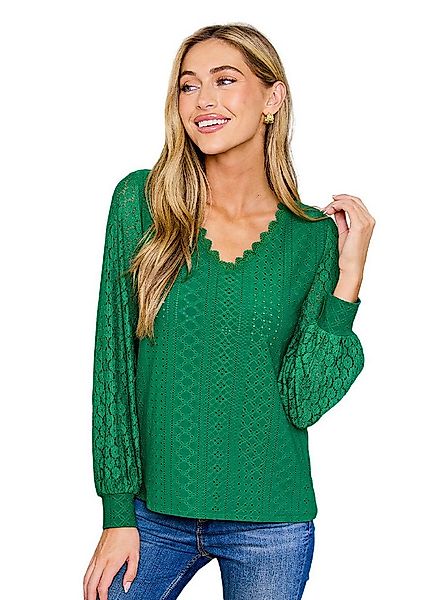 Cupshe Blusentop Langarm Top mit Spitze Entspannte Passform günstig online kaufen