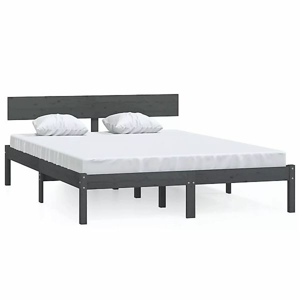 Vidaxl Massivholzbett Grau Massivholz Kiefer 150x200 Cm Uk King günstig online kaufen