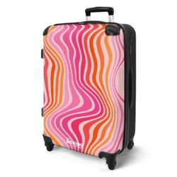 NoBoringSuitcases.com© Hartschalen-Trolley Rosa und orangefarbene Wellenlin günstig online kaufen