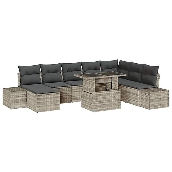 vidaXL Gartensofa-set mit Kissen 9-Tlg Hellgrau Poly-Rattan 3349238 günstig online kaufen