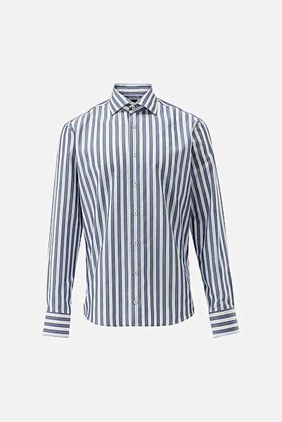 Gestreiftes Hemd mit Korbgeflecht Struktur und Haifischkragen günstig online kaufen