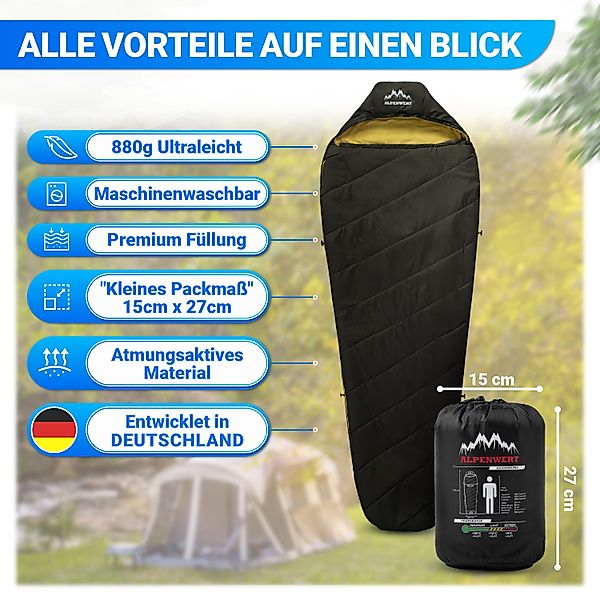 Alpenwert Mumienschlafsack Ultraleicht & kompakt, wasserabweisend, günstig online kaufen