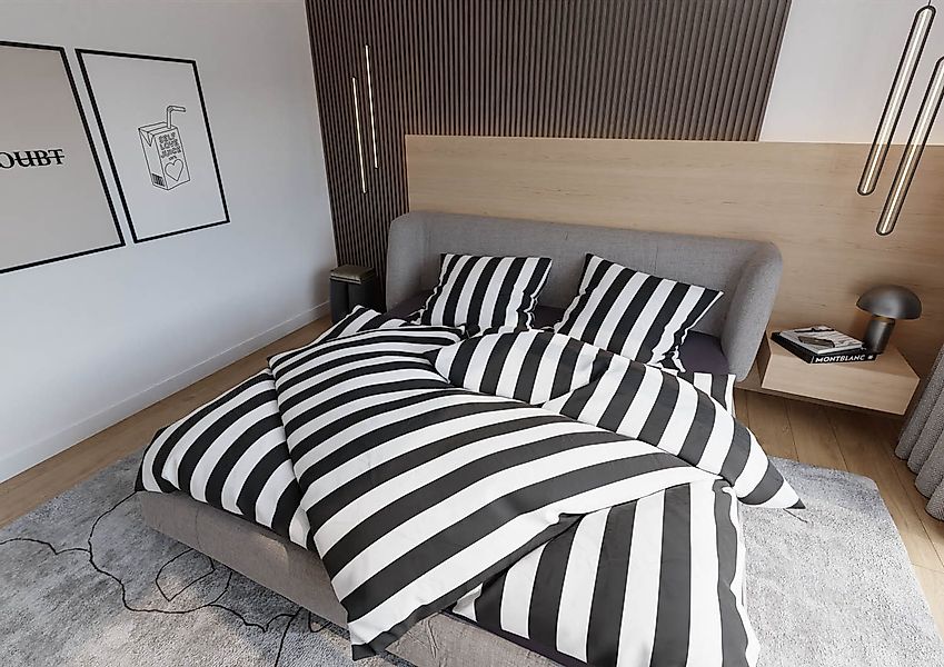 BETTWAESCHE-MIT-STIL Bettwäsche Mako Satin Bettwäsche Blockstreifen, günstig online kaufen