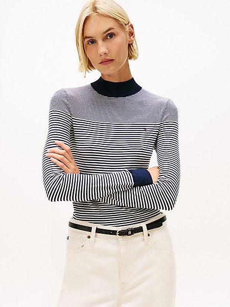 Tommy Hilfiger Strickpullover CO JERSEY FINE GG MOCK-NK LS SWT günstig online kaufen