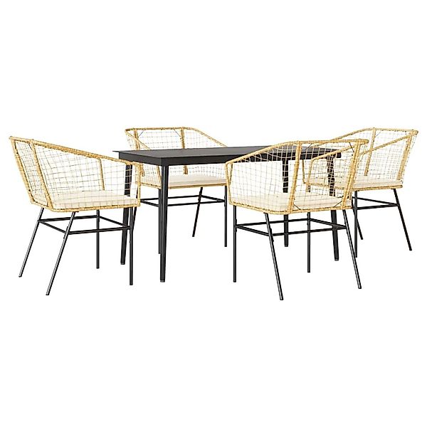 vidaXL 5-Tlg Garten-Essgruppe mit Kissen Braun Poly Rattan Glas 3334508 günstig online kaufen