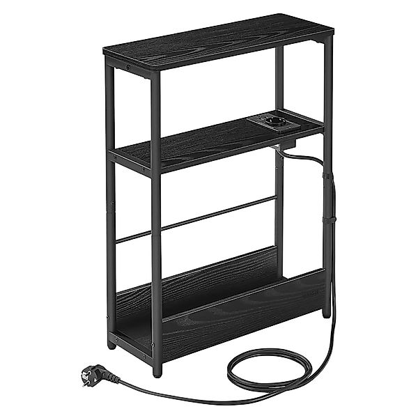 Songmics Nachttisch Barnet-old mit Ladefunktion Schmal Schwarz günstig online kaufen