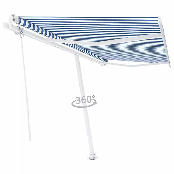 Standmarkise Automatisch 400x350 Cm Blau/weiß günstig online kaufen