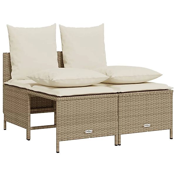 vidaXL 4-Tlg Garten-Sofagarnitur mit Kissen Beige Poly Rattan 368384 günstig online kaufen