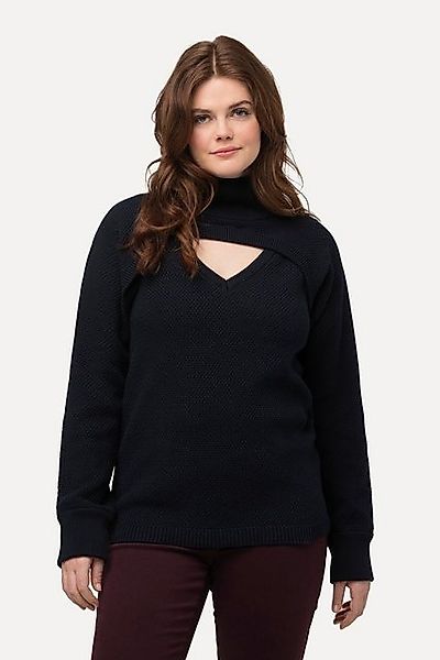 Ulla Popken Strickpullover 2-in-1-Pullover Rippstrick V-Ausschnitt günstig online kaufen