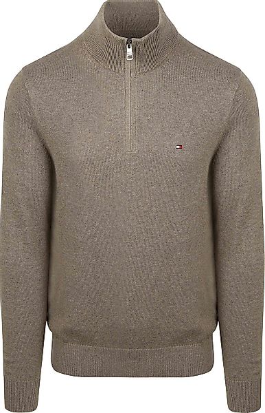 Tommy Hilfiger Half Zip Pullover Taupe - Größe M günstig online kaufen