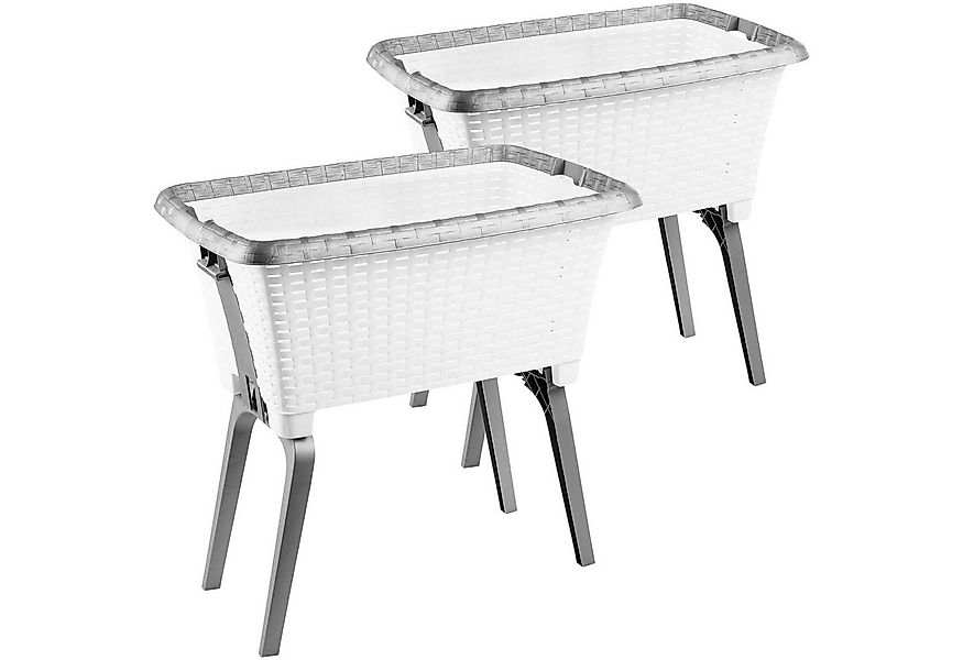 Centi Wäschewanne Erhöhter Wäschekorb in Rattan-Optik, weiß, stabil (2er-Se günstig online kaufen