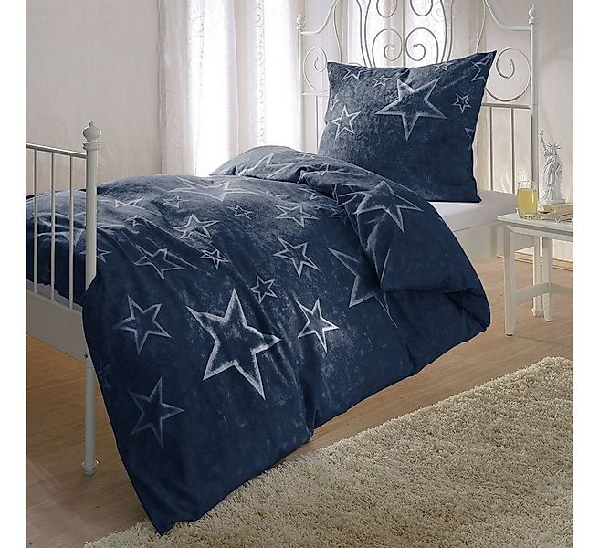 BETTWARENSHOP Bettwäsche Sterne, Biber, 2 teilig, warme weiche Kuschelstern günstig online kaufen
