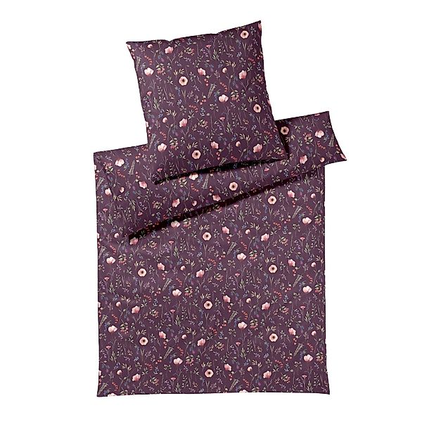 Elegante Interlock Jersey Bettwäsche Sorbet 3614-1 Blume Beere 135x200 günstig online kaufen