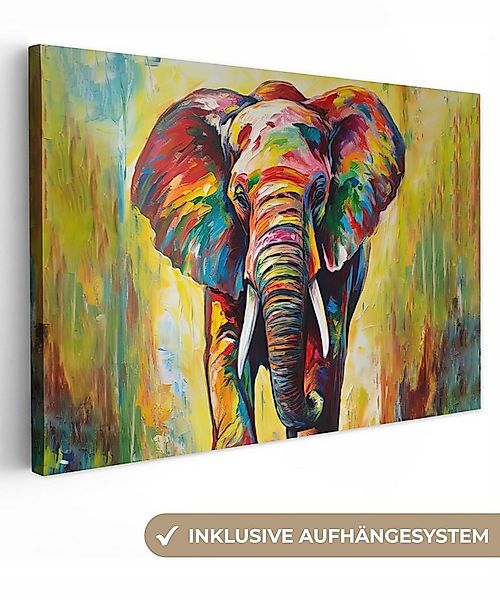 OneMillionCanvasses® Leinwandbild Elefant - Kunst - Malerei - Tiere - Regen günstig online kaufen