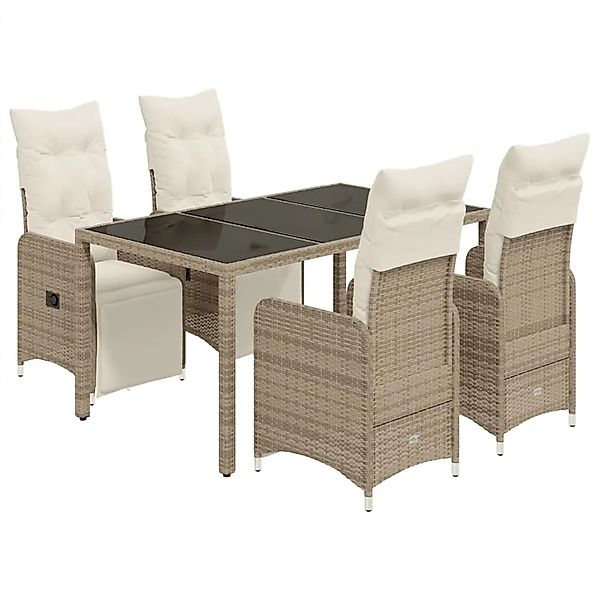 vidaXL 5-tlg Garten-Bistro-Set mit Kissen Braun Poly Rattan Modell 8 günstig online kaufen