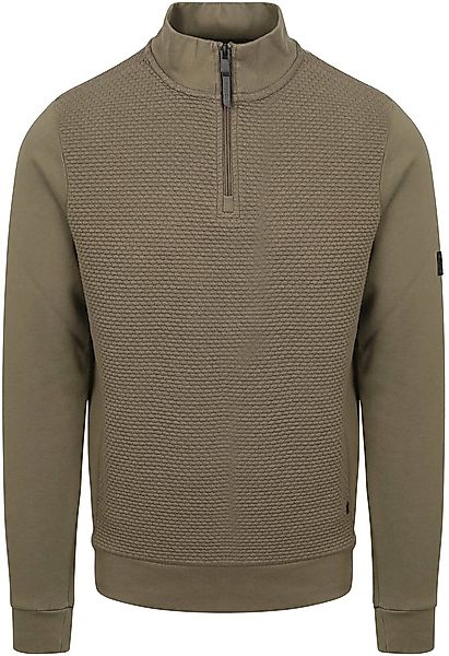 Petrol Half Zip Pullover Structure Olive - Größe 3XL günstig online kaufen