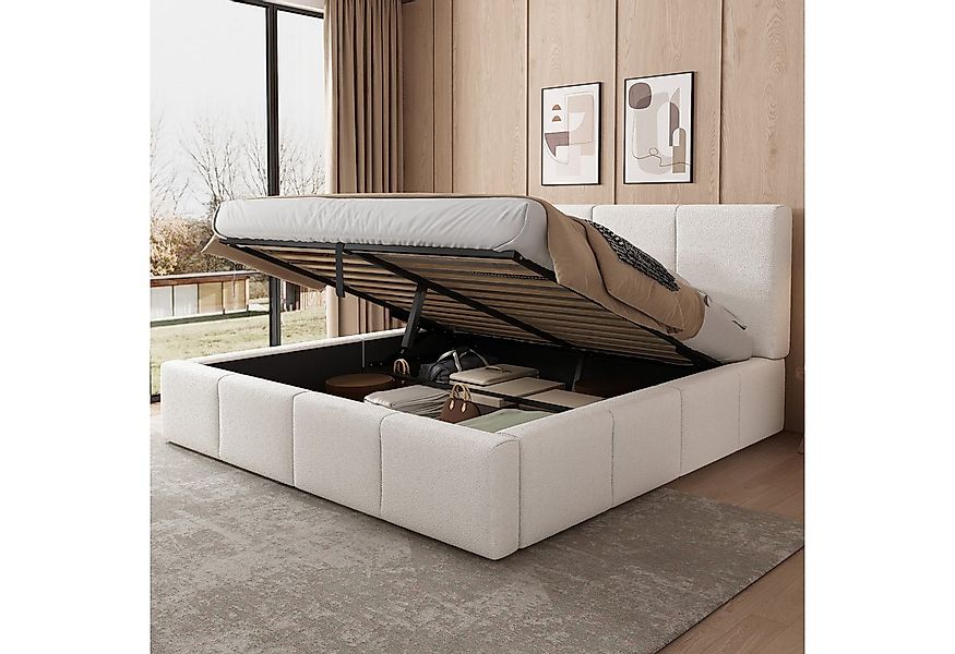 Flieks Polsterbett, Hydraulisches Stauraumbett Doppelbett 180x200cm gepolst günstig online kaufen