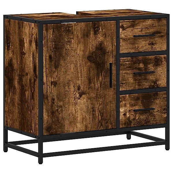 vidaXL Badezimmer-Set Waschbeckenunterschrank Räuchereiche 65x33x60 cm günstig online kaufen