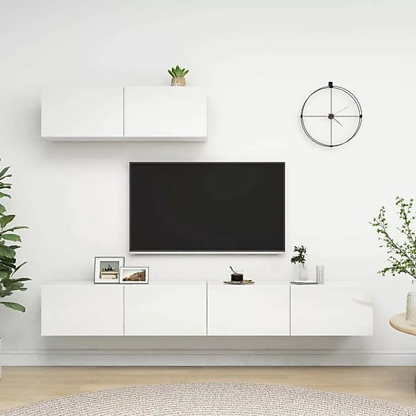 vidaXL TV-Schrank TV-Schränke 3 Stk Hochglanz-Weiß Spanplatte Lowboard Lowb günstig online kaufen