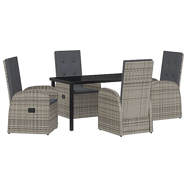 vidaXL Garten Essgruppe mit Kissen 5-Tlg Grau Poly Rattan 3379494 günstig online kaufen