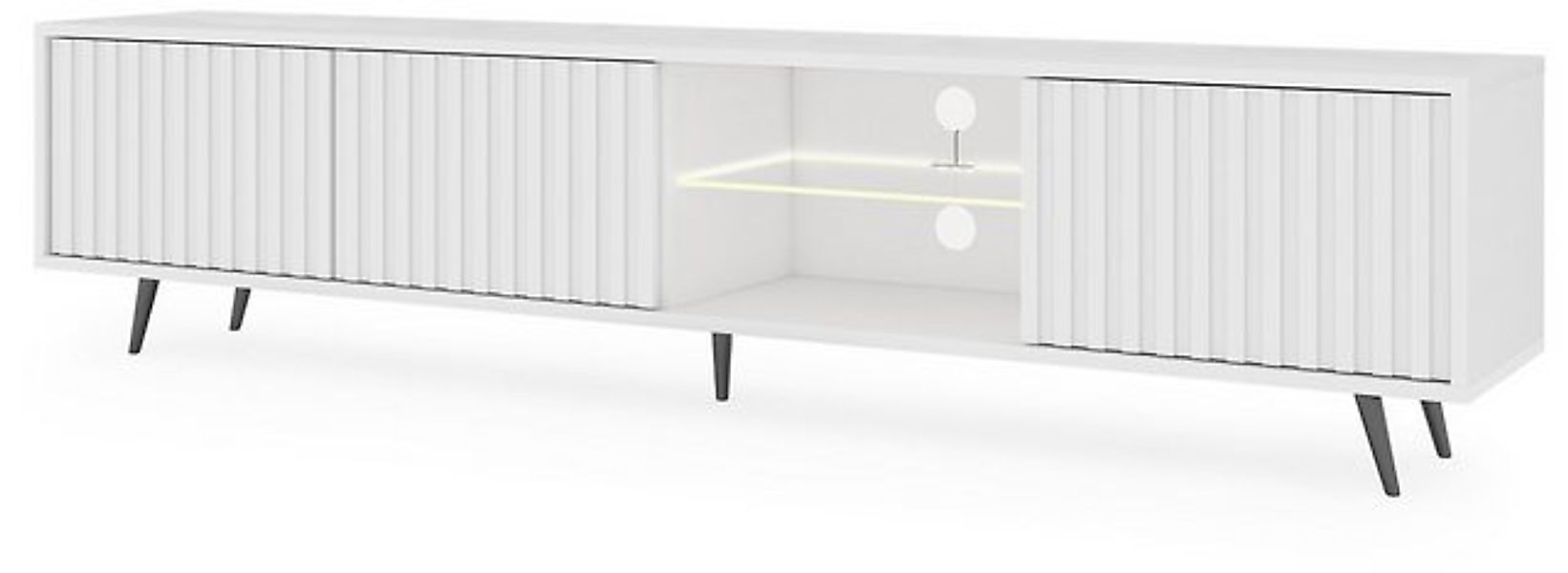 Selsey TV-Schrank BELLO mit schwarzen Füßen, Lamellenfronten und LED, 175 c günstig online kaufen