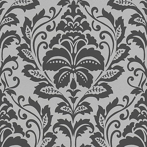Bricoflor Neobarock Tapete in Dunkelgrau Ornament Tapete in mit Silber Meta günstig online kaufen