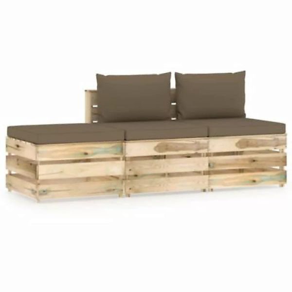 vidaXL 3-tlg. Garten-Lounge-Set mit Kissen Grün Imprägniertes Holz Garten-L günstig online kaufen