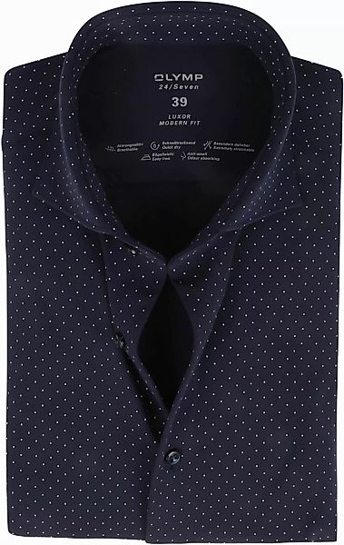 OLYMP Luxor Jersey Stretch Hemd 24/Seven Punkte Dunkelblau - Größe 39 günstig online kaufen