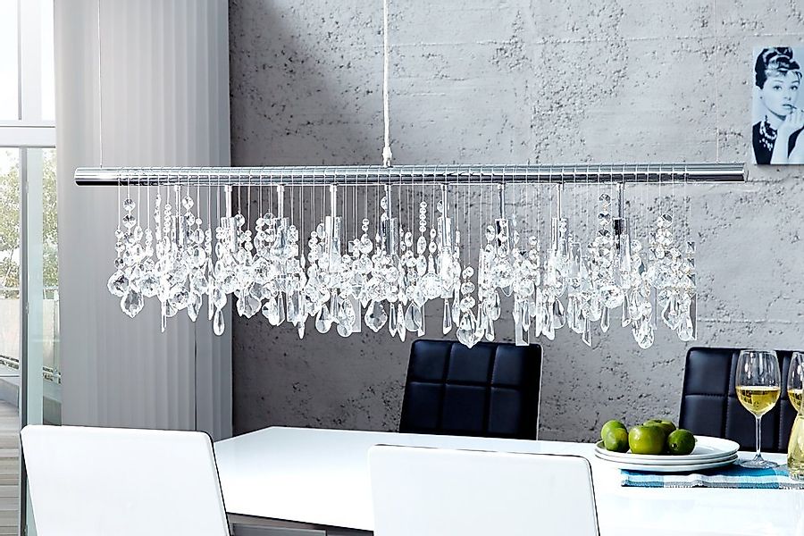 riess-ambiente Hängeleuchte DIAMONDS XL 120cm silber / transparent, ohne Le günstig online kaufen