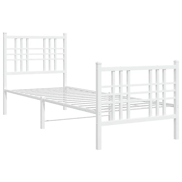 vidaXL Bettgestell mit Kopfteil und Fußteil Metall Weiß 75x190 cm 376381 günstig online kaufen