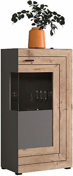 Home affaire Vitrine "Aalborg, Höhe 118 cm, 1 Glastür, 2 Fächer, 2-farbig, günstig online kaufen