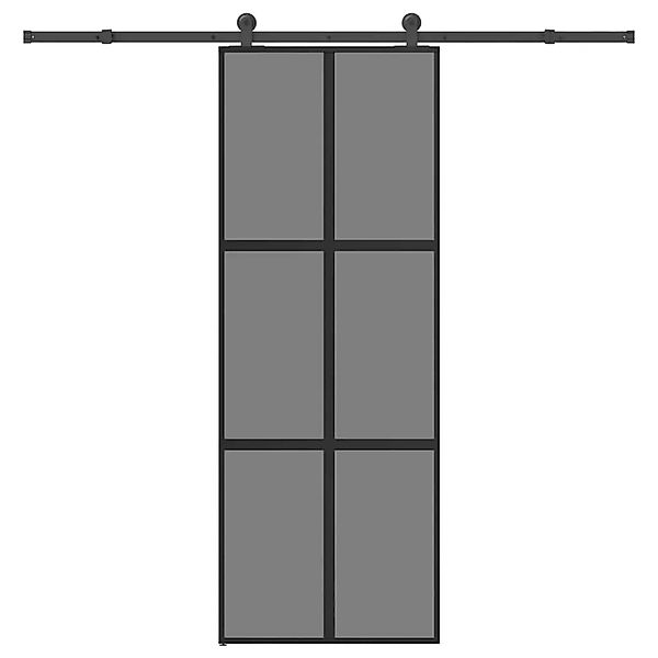 vidaXL Schiebetür mit Beschlag 76x205 cm Hartglas & Aluminium 3332986 günstig online kaufen