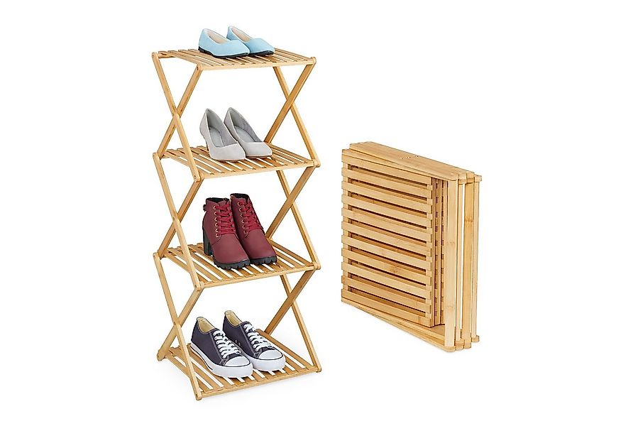 relaxdays Schuhregal Faltbares Schuhregal aus Bambus günstig online kaufen