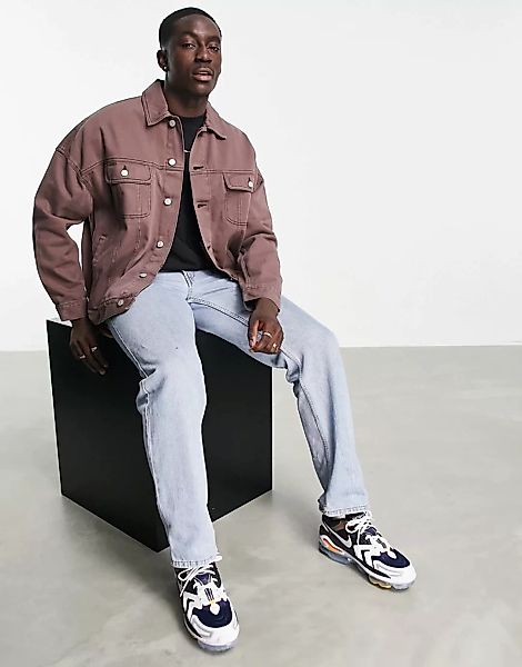 ASOS DESIGN – Oversize-Jeansjacke im Western-Stil in verwaschenem Braun günstig online kaufen
