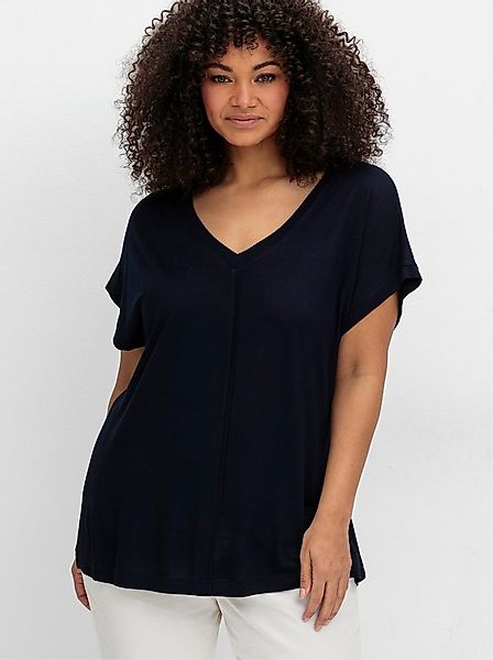 Sheego T-Shirt T-Shirt . mit V-Ausschnitt und Zierpaspel vorn günstig online kaufen