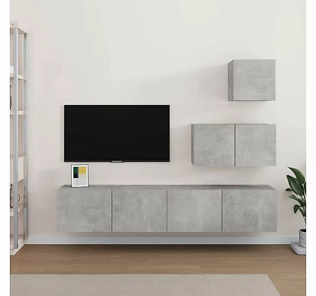 vidaXL TV-Schrank 4-tlg. TV-Schrank-Set Betongrau Holzwerkstoff (4-St) günstig online kaufen