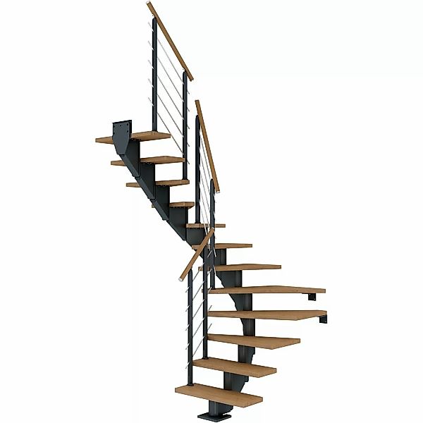 Dolle Mittelholmtreppe Hamburg Eiche Anthrazit GH bis 322 cm 1/2gew. 75 cm günstig online kaufen