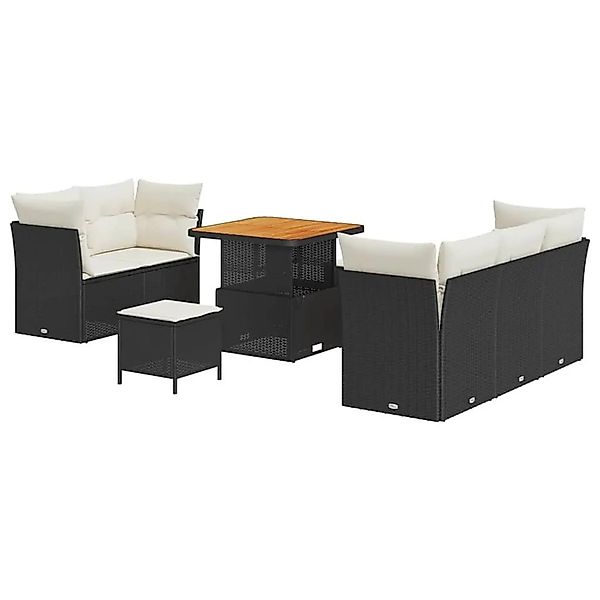 vidaXL Gartensofa-set mit Kissen 8-Tlg Schwarz und Creme Poly-Rattan 336337 günstig online kaufen