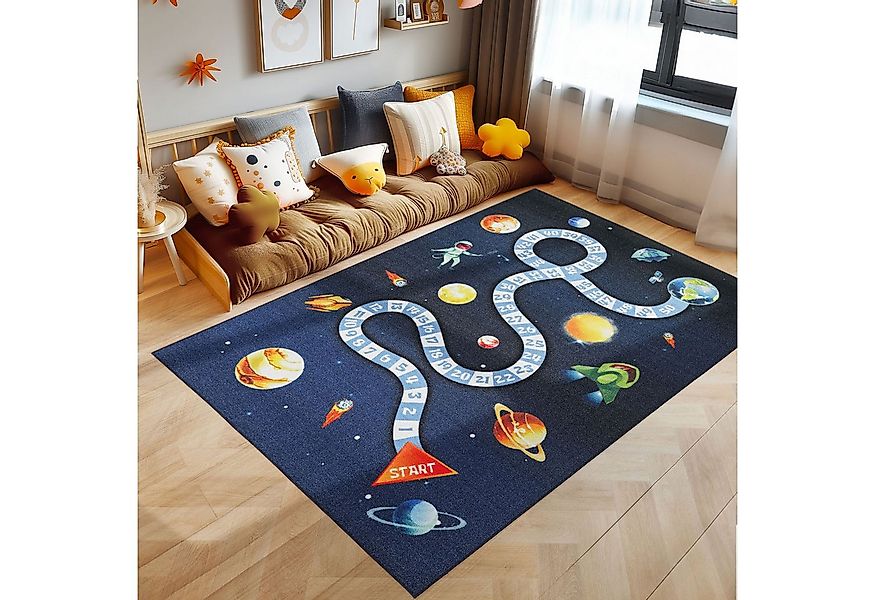 SIMPEX24 Teppich Weltraum Design, Rechteckig, Höhe: 7 mm, Teppich Kinderzim günstig online kaufen