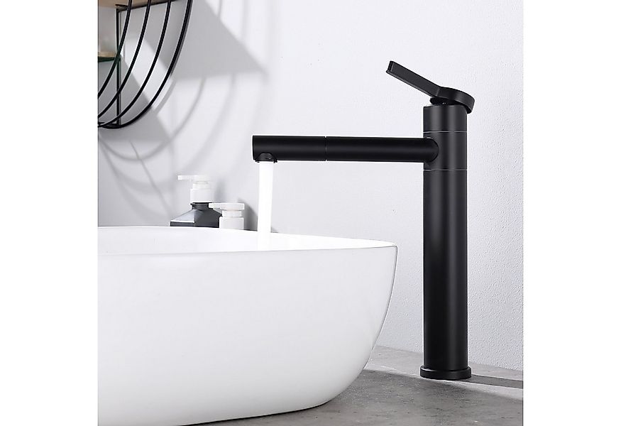 HOMELIVE Badarmatur 360° Drehung Waschtischarmatur Bad Schwarz Mischbatteri günstig online kaufen